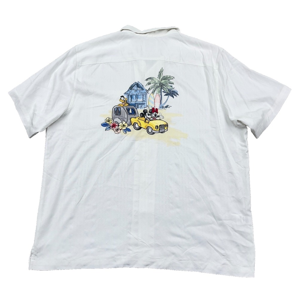 Tommy Bahama Disney Shirt Men XXL White Button Up Embroidered IslandZone Modal
